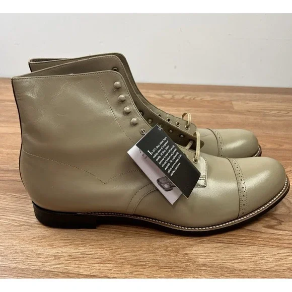 Stacy Adams Madison Cap Toe Leather Boots in Taupe, Mens Size 15 NEW - Picture 10 of 14